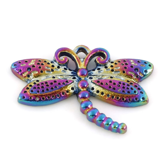 Picture of Zinc Based Alloy Insect Charms Rainbow Color Plated Dragonfly Animal 24mm x 16mm, 5 PCs