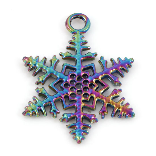 Imagen de Zamak Colección Meteorológica Colgantes Copo de nieve Navidad Chapado en Color Arco Iris 3.4cm x 2.6cm, 5 Unidades