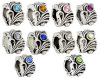 Picture of Zinc Metal Alloy European Style Large Hole Charm Beads Flower Antique Silver Color Mixed Rhinestone Pattern About 12mm x 8mm, Hole: Approx 5.6mm, 10 PCs