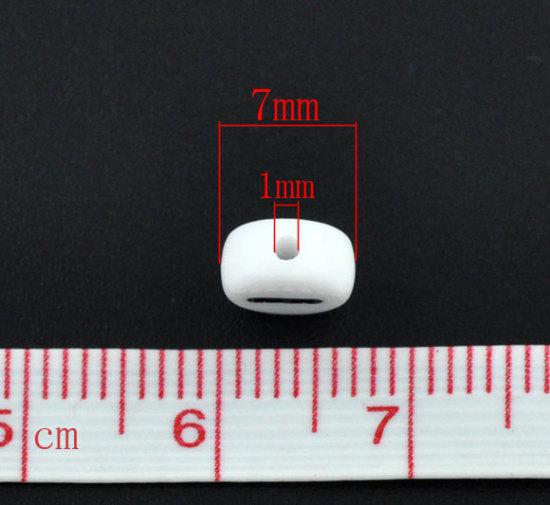 アクリル スペーサー ビーズ フラットラウンド 白 数字柄"1" 約 7mm直径、 穴：約 1mm、 500 個 の画像