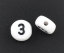 Immagine di Acrilato Separatori Perline Tondo Bianco Numero Disegno " 3 " Circa 7mm Dia, Foro: Circa 1mm, 500 Pz