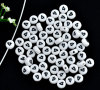 Image de Perles en Acrylique Forme Rond Blanc Chiffres " 4 " 7mm Dia, Tailles de Trous: 1mm, 500 Pcs