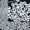 Image de Perles en Acrylique Forme Rond Blanc Chiffres " 4 " 7mm Dia, Tailles de Trous: 1mm, 500 Pcs