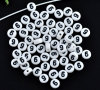 Image de Perles en Acrylique Forme Rond Blanc Chiffres " 6 " 7mm Dia, Tailles de Trous: 1mm, 500 Pcs