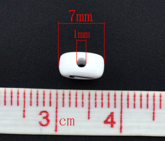 Image de Perle en Acrylique Rond Blanc Chiffre " 7 " 7mm Dia, Taille de Trou: 1mm, 500 PCs