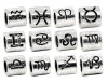 Imagen de 36 Unidades Zamak Granos del Encanto del Agujero Grande del Estilo Europeo Plata Antigua Cilíndrico Constelación 7.5mm x 7.5mm, Agujero: Aprox 4.5mm