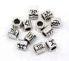Imagen de 36 Unidades Zamak Granos del Encanto del Agujero Grande del Estilo Europeo Plata Antigua Cilíndrico Constelación 7.5mm x 7.5mm, Agujero: Aprox 4.5mm