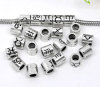 Imagen de 36 Unidades Zamak Granos del Encanto del Agujero Grande del Estilo Europeo Plata Antigua Cilíndrico Constelación 7.5mm x 7.5mm, Agujero: Aprox 4.5mm