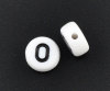 Image de Perle en Acrylique Rond Plat Blanc Alphabet/Lettre "O" 7mm Dia, Taille de Trou: 1mm, 500 PCs