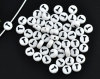 Picture of Acrylic Spacer Beads Round White Alphabet/ Letter "T" About 7mm Dia, Hole: Approx 1mm, 500 PCs