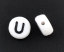 Immagine di Acrilato Separatori Perline Tondo Piatto Bianco Lettera Disegno "U" Circa 7mm Dia, Foro: Circa 1mm, 500 Pz