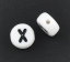 Picture of Acrylic Spacer Beads Round White Alphabet/ Letter "X" About 7mm( 2/8") Dia, Hole: Approx 1mm, 500 PCs