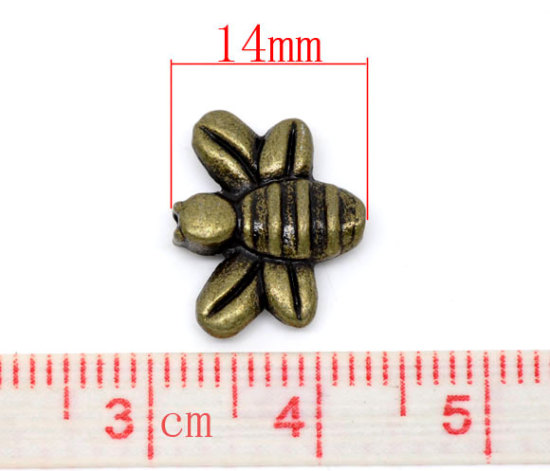 Immagine di Lega di Zinco Separatori Perline Ape Bronzo Antico Placcato Nulla Disegno Circa 14mm x 12mm, Foro:Circa 1mm, 50 Pz