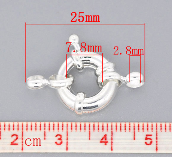 Bild von Messing Federringverschluss Versilbert 25mm D 10 Stück                                                                                                                                                                                                        