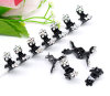 Picture of Hair Claw Clips Black Flower Pattern AB Color Rhinestone 20mm x 13mm, 2 PCs