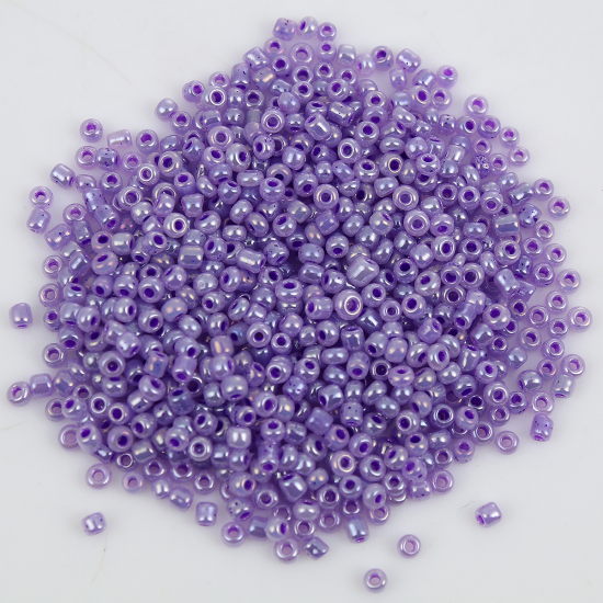 Image de 10/0 Perles de Rocailles Rondes en Verre Violet Colonne Env. Dia. 2mm, Taille du Trou: 0.5mm, 100 Grammes