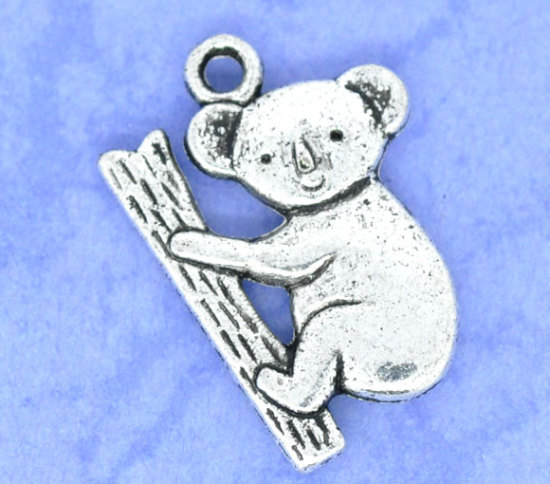 Picture of Antique Silver Color Koala Charm Pendants 20x14mm, sold per packet of 30