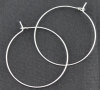 Picture of Zinc Based Alloy Wine Glass Charm Hoops Circle Ring Silver Plated 4cm x 3.5cm(1 5/8"x 1 3/8"), 100 PCs