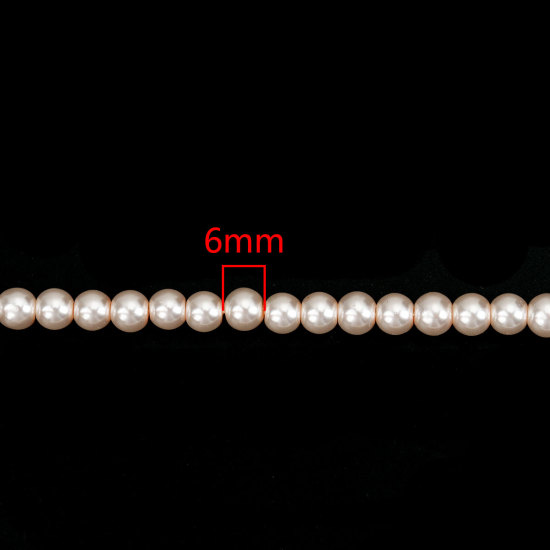 Picture of Glass Pearl Imitation Beads Round Pink About 6mm Dia, Hole: Approx 1mm, 82cm long, 5 Strands (Approx 145 PCs/Strand)