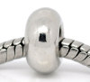 Picture of Zinc Metal Alloy European Style Large Hole Charm Beads Round Silver Tone About 9mm Dia, Hole: Approx 4.7mm, 30 PCs