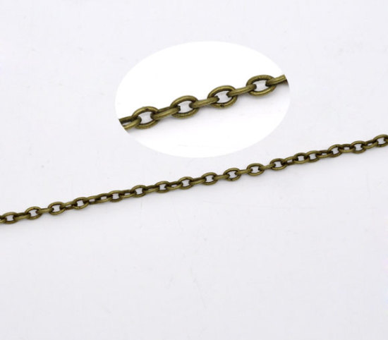 Picture of Alloy Link Cable Chain Findings Antique Bronze 2x3mm(1/8"x1/8"), 10 M
