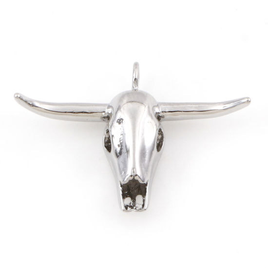 Image de Breloques Style Bohème en Laiton Bœuf Plaqué Platine Véritable Os 3D 24mm x 17mm, 2 Pcs