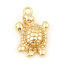 Image de Breloques Bijoux d'Océan en Laiton Tortue Plaqué Or Véritable 18K 14mm x 8mm, 5 Pcs
