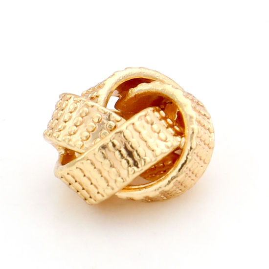 Immagine di Ottone Perline per la Creazione di Gioielli con Ciondoli Fai-da-te 18K Vero Oro Placcato Gomitolo di Lana Filigrana Circa 9.5mmx 9.5mm, Foro:Circa 2.5mm, 2 Pz