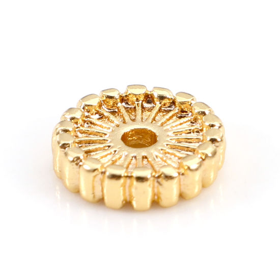 Image de Perles d'Espacement Accessories pour DIY Fabrication de Bijoux de Bracelet en Laiton 18k Or Rempli Rond Env. 7mm Dia., Trou: Env. 1.2mm, 10 Pcs                                                                                                               