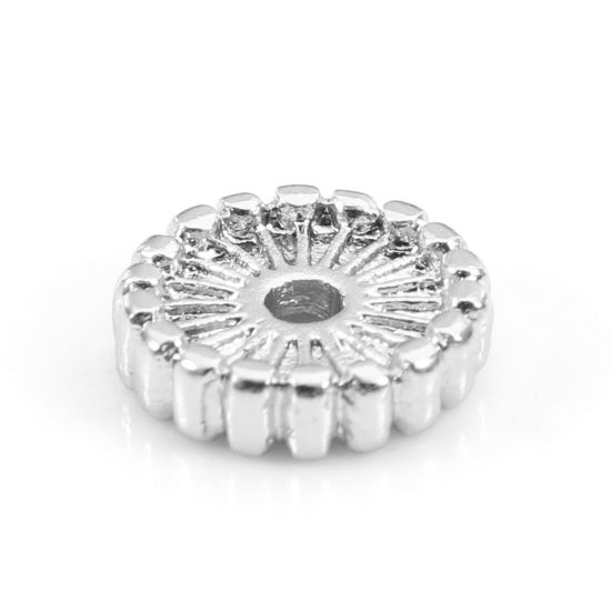 Image de Perles d'Espacement Accessories pour DIY Fabrication de Bijoux de Bracelet en Laiton Plaqué Platine Rond Env. 7mm Dia., Trou: Env. 1.2mm, 10 Pcs                                                                                                              