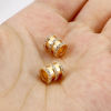 Picture of Brass & Cubic Zirconia Beads For DIY Jewelry Making 18K Real Gold Plated Transparent Clear Cylinder Micro Pave About 8mm x 7mm, Hole: Approx 3.8mm, 1 Piece