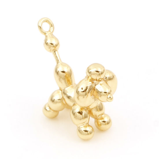 Picture of Brass Charms 18K Real Gold Plated Balloon Dog 3D 17mm x 16mm, 2 PCs