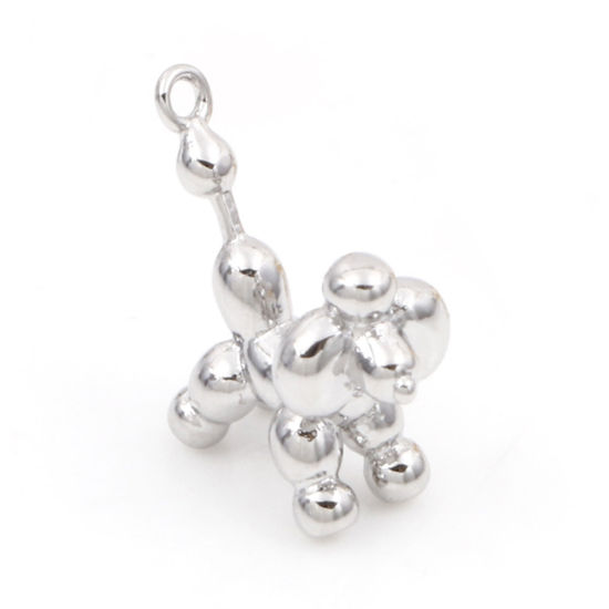 Picture of Brass Charms Real Platinum Plated Balloon Dog 3D 17mm x 16mm, 2 PCs