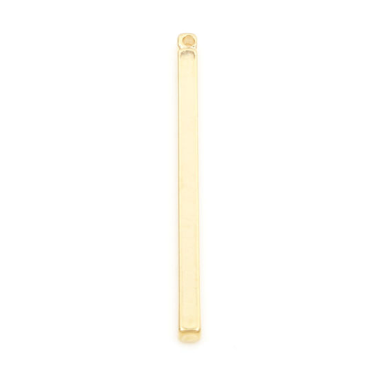 Image de Pendentifs en Laiton Rectangle Cuboïde Plaqué Or Véritable 18K 35mm x 2mm, 5 Pcs