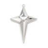 Picture of Brass Galaxy Pendants Real Platinum Plated Star Clear Cubic Zirconia 3cm x 1.8cm, 2 PCs