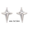 Picture of Brass Galaxy Pendants Real Platinum Plated Star Clear Cubic Zirconia 3cm x 1.8cm, 2 PCs