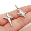 Picture of Brass Galaxy Pendants Real Platinum Plated Star Clear Cubic Zirconia 3cm x 1.8cm, 2 PCs