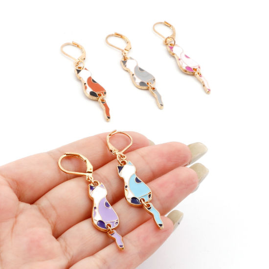 Picture of Zinc Based Alloy Knitting Stitch Markers Cat Animal Gold Plated Enamel 5.4cm x 1cm, 1 Set ( 5 PCs/Set)