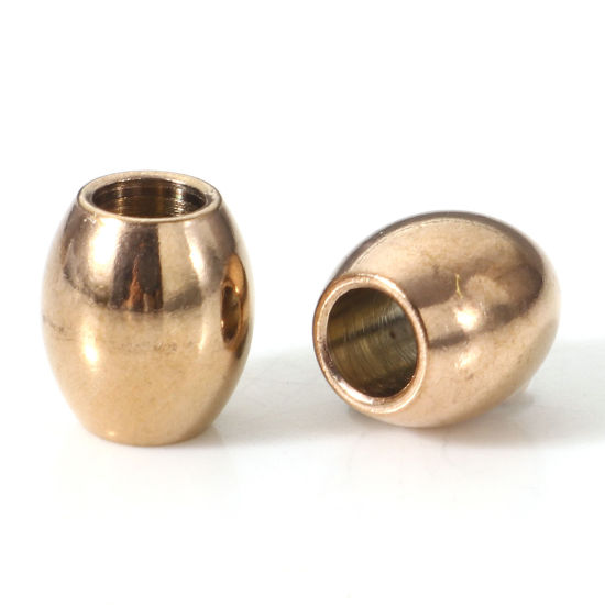 Picture of Eco-friendly PVD Vacuum Plating 304 Stainless Steel Beads For DIY Jewelry Making Oval Rose Gold 5mm x 4mm, Hole: Approx 2mm, 10 PCs