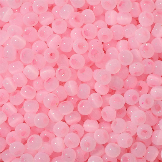 Изображение Семя Стеклянные Семя Бисеры Круглая колонна Розовый Цимофана Имитация Примерно 4мм диаметр Размер Поры 1мм, 10 Грамм