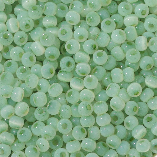 Изображение Семя Стеклянные Семя Бисеры Круглая колонна Зеленый Цимофана Имитация Примерно 4мм диаметр Размер Поры 1мм, 10 Грамм