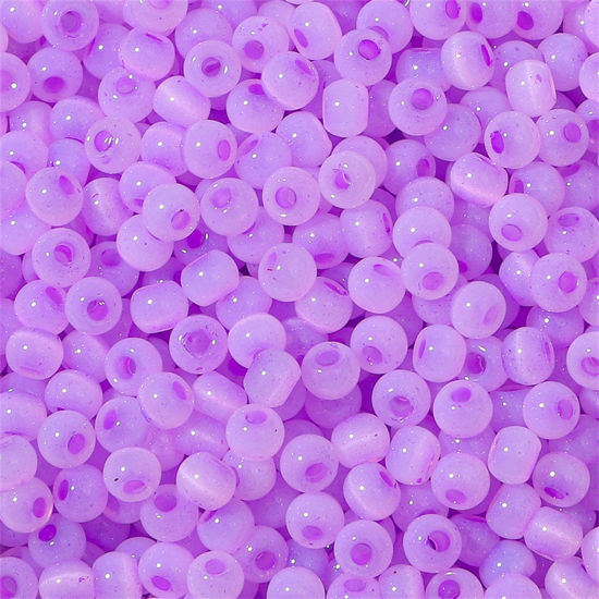 Изображение Семя Стеклянные Семя Бисеры Круглая колонна Фиолетовый Цимофана Имитация Примерно 4мм диаметр Размер Поры 1мм, 10 Грамм