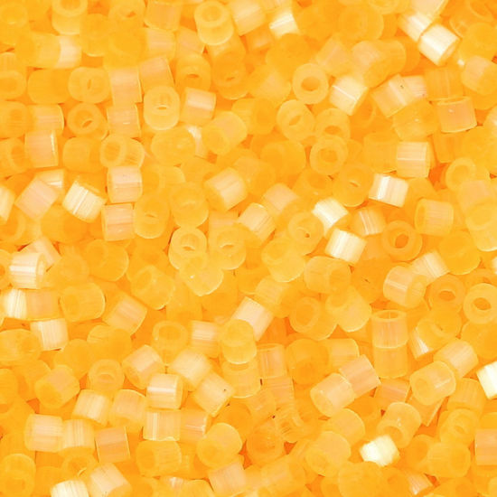 Picture of Glass Delica Seed Beads Round Bugle Golden Yellow Cat's Eye Imitation About 2.5mm Dia., Hole: Approx 1mm, 10 Grams