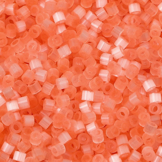 Picture of Glass Delica Seed Beads Round Bugle Orange Cat's Eye Imitation About 2.5mm Dia., Hole: Approx 1mm, 10 Grams