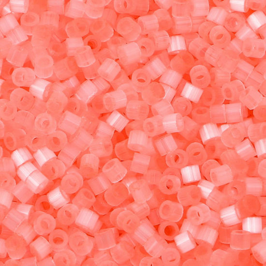 Picture of Glass Delica Seed Beads Round Bugle Orange-red Cat's Eye Imitation About 2.5mm Dia., Hole: Approx 1mm, 10 Grams