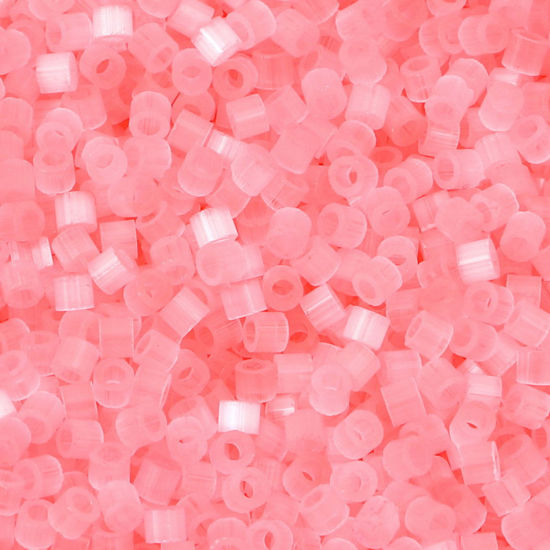 Picture of Glass Delica Seed Beads Round Bugle Pink Cat's Eye Imitation About 2.5mm Dia., Hole: Approx 1mm, 10 Grams