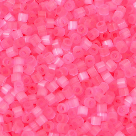 Picture of Glass Delica Seed Beads Round Bugle Dark Pink Cat's Eye Imitation About 2.5mm Dia., Hole: Approx 1mm, 10 Grams