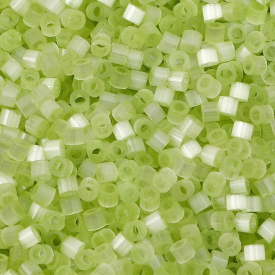 Picture of Glass Delica Seed Beads Round Bugle Light Green Cat's Eye Imitation About 2.5mm Dia., Hole: Approx 1mm, 10 Grams