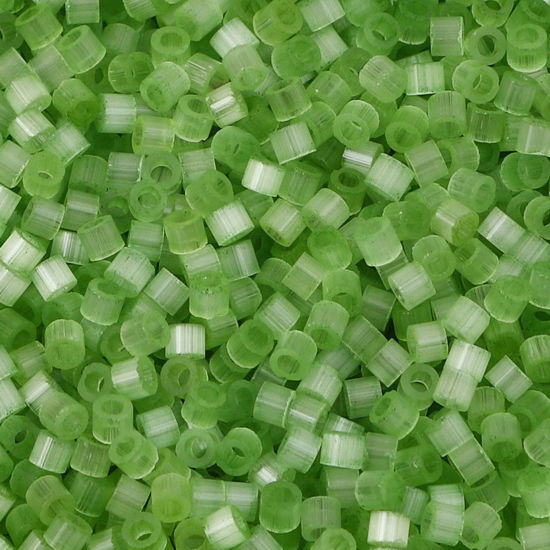 Picture of Glass Delica Seed Beads Round Bugle Grass Green Cat's Eye Imitation About 2.5mm Dia., Hole: Approx 1mm, 10 Grams