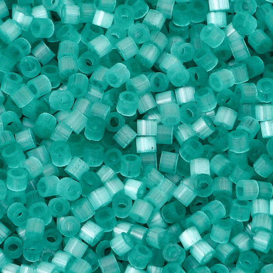 Picture of Glass Delica Seed Beads Round Bugle Green Cat's Eye Imitation About 2.5mm Dia., Hole: Approx 1mm, 10 Grams